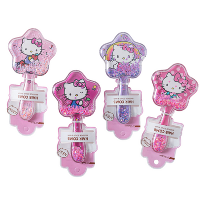 Kids Glitter Hair Brush Cartoon Princess Cushion Detangling Comb, Scalp Massage Brush Random Colors