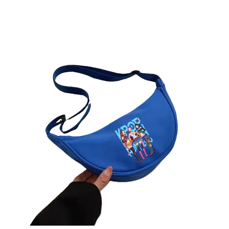 K-Pop Demon Hunters Saja Boys Print Shoulder Bag Crossbody Messenger Half-Moon Bag