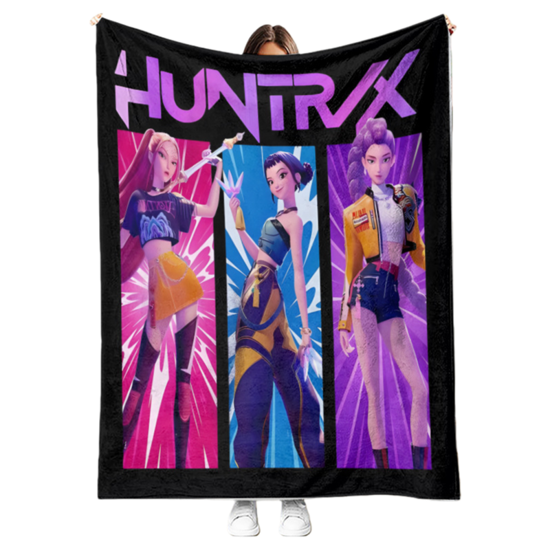 New K-pop Demon Hunters Plush Throw Blanket Flannel Nap Blanket for Sofa or Bed
