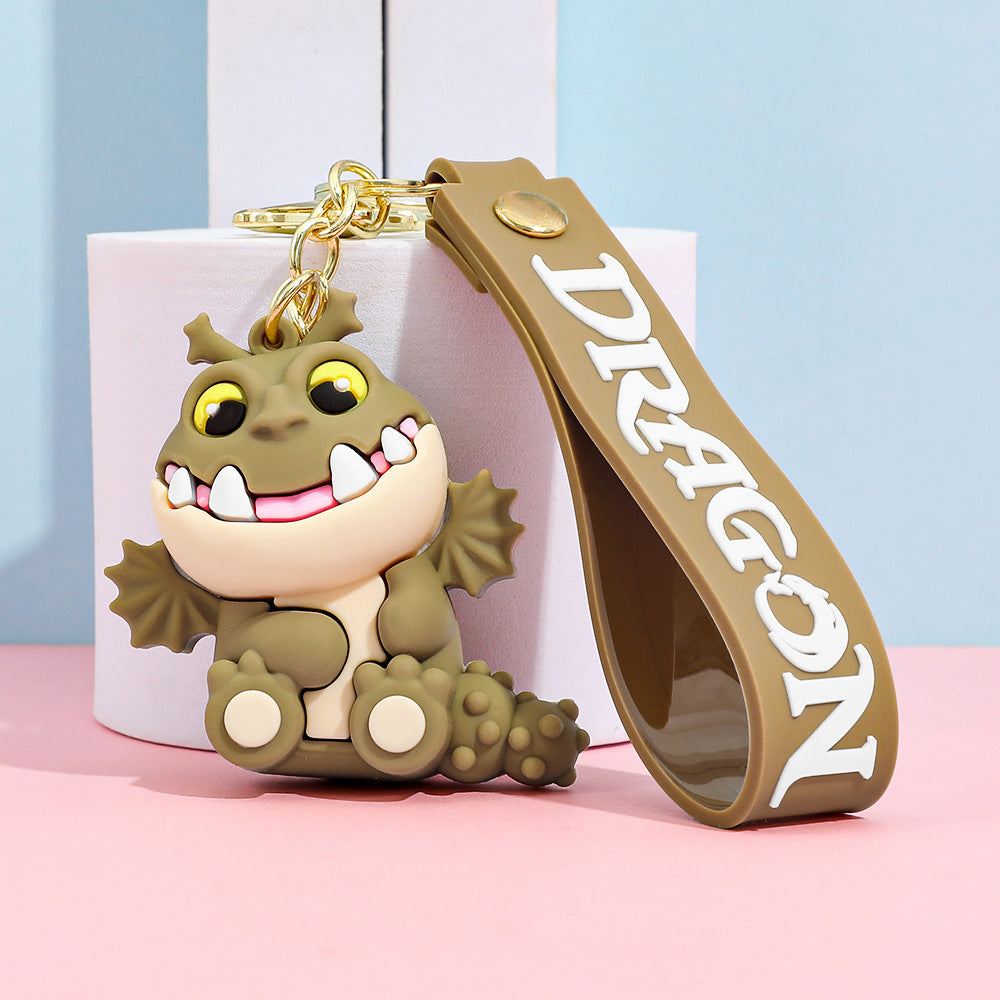 Cartoon Black Dragon PVC Keychain Flying Dragon Bag Charm Soft Rubber Pendant