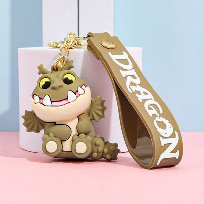 Cartoon Black Dragon PVC Keychain Flying Dragon Bag Charm Soft Rubber Pendant