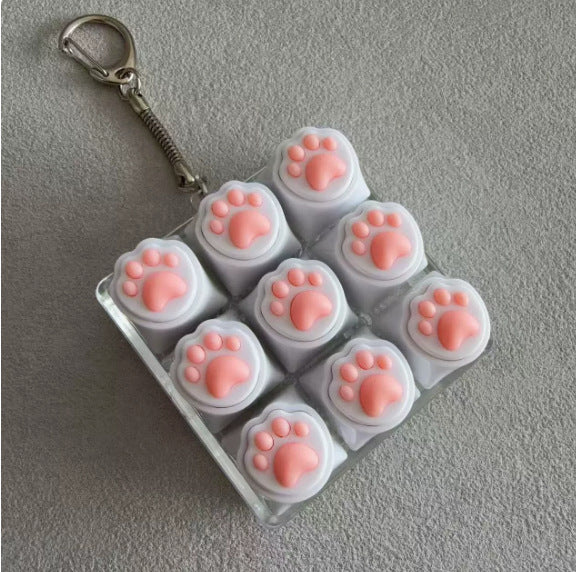 Silicone Cat Paw Keycap Stress Relief Keychain Keyboard-Style Pendant Charm