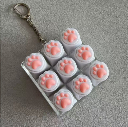 Silicone Cat Paw Keycap Stress Relief Keychain Keyboard-Style Pendant Charm