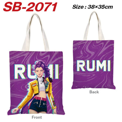 K-Pop Demon Hunters Full-Color Printed Canvas Tote Bag – Shoulder Carry Shopping Bag