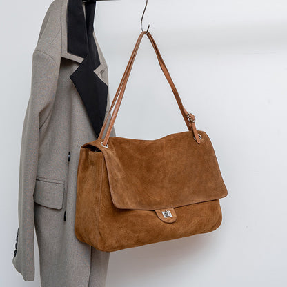 Slouchy Flap Shoulder Bag in Leather or Suede