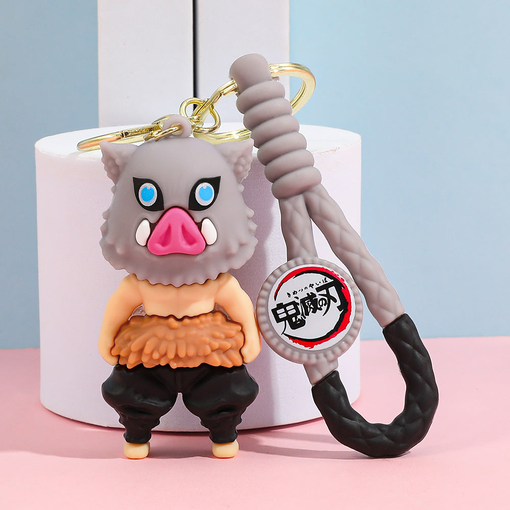 Cartoon Demon Slayer Silicone Keychain Pokémon Mini Figure Bag Charm Pendant