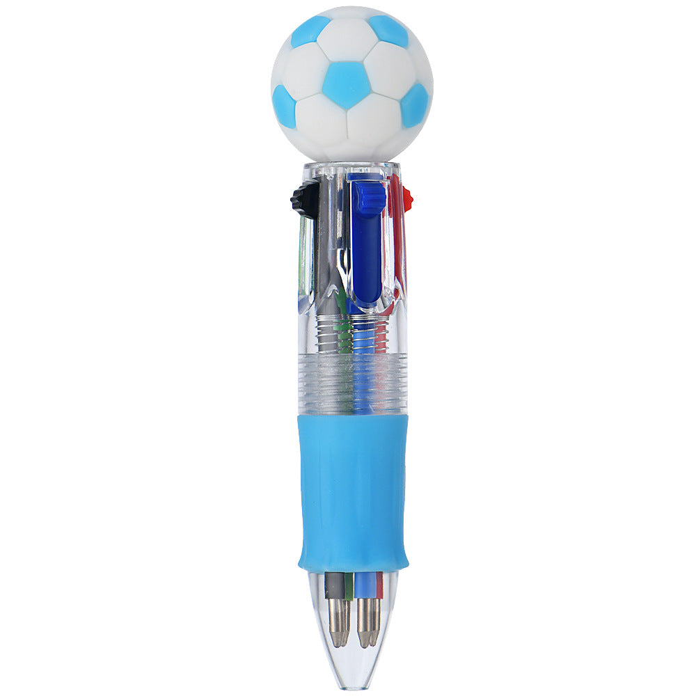 Mini 4-Color Ballpoint Pen with Sports Ball Top (Soccer, Basketball, Football)Click Retractable Planner Pen