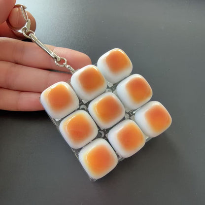 Caramel Mini Toast Cube Keycap Stress Relief Keychain Squishy Keyboard Button Charm