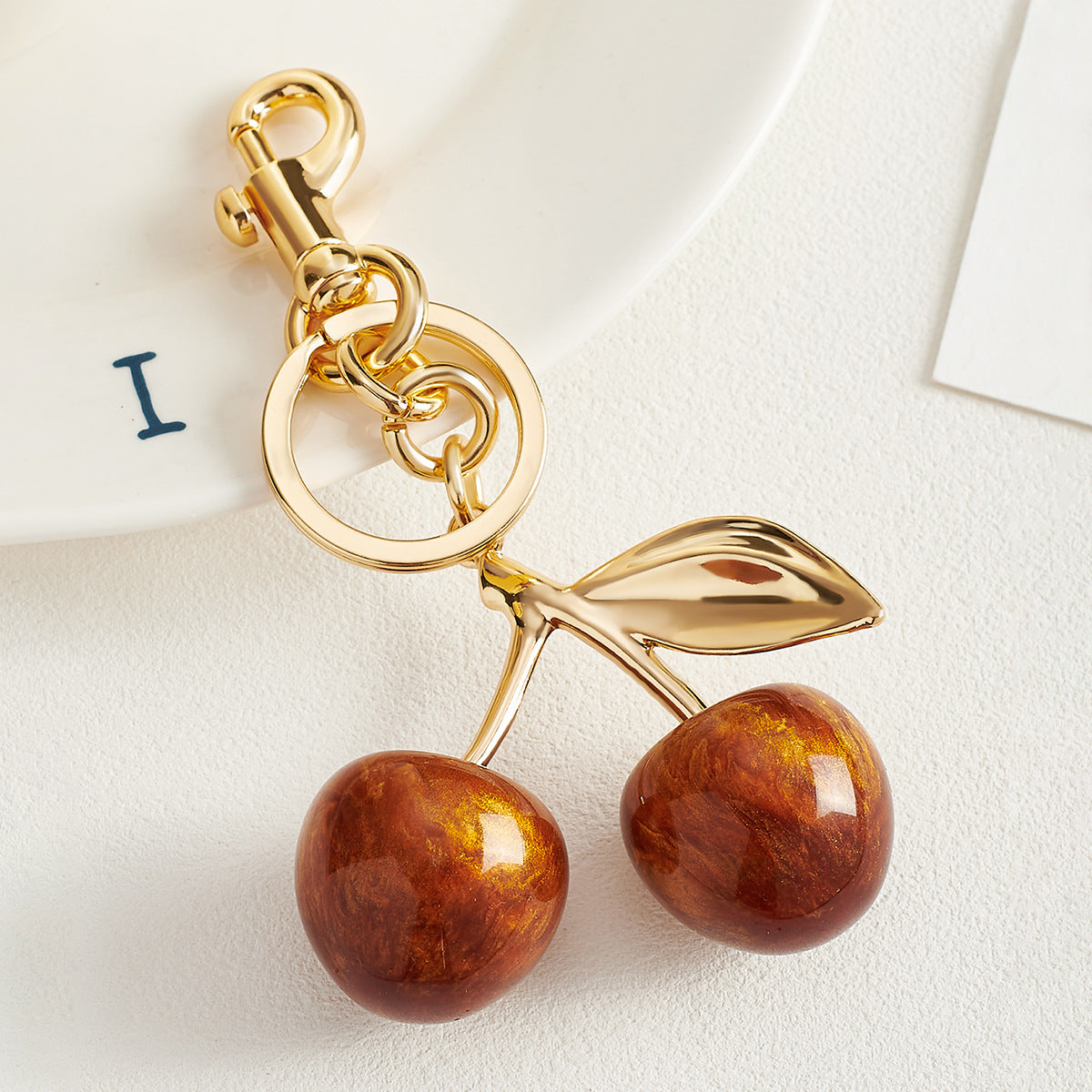 Resin Cherry Fruit Bag Charm Keychain Creative Car Hanging Accessory
