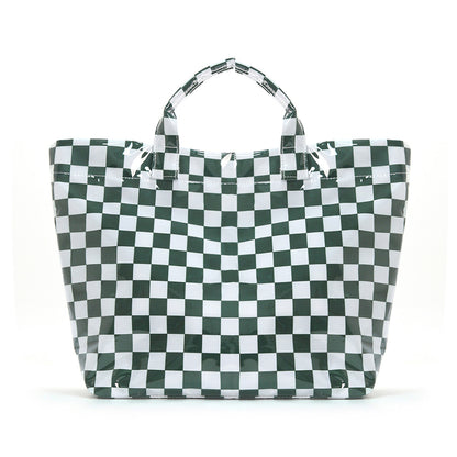 Large Striped Tote Bag – Lightweight PVC Shoulder Bag for Travel, Work & Daily Use