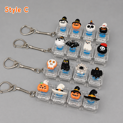 Halloween Fidget Keycap Pressing Stress Relief Keychain with Cute Holiday Charms