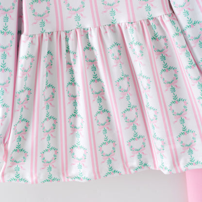 2026 Spring Pink Floral Ruffled Pant Set