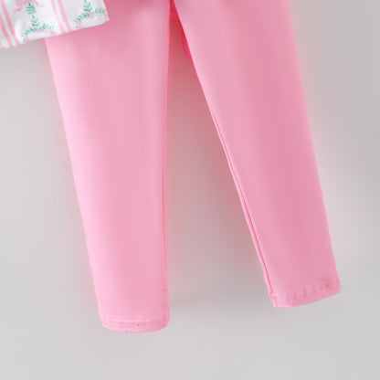 2026 Spring Pink Floral Ruffled Pant Set