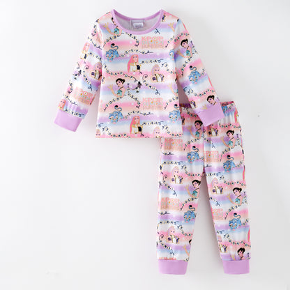 2026 Girls Spring Kpop Demon Hunter Print Pajamas Set Sleepwear