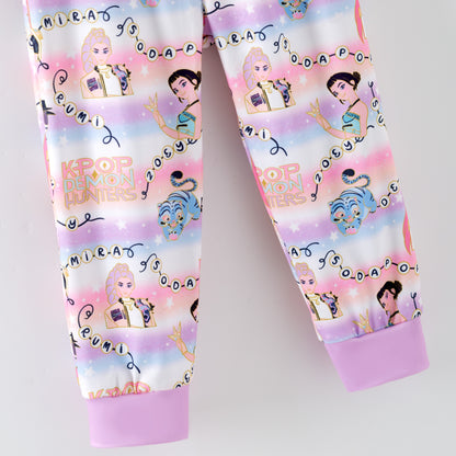 2026 Girls Spring Kpop Demon Hunter Print Pajamas Set Sleepwear