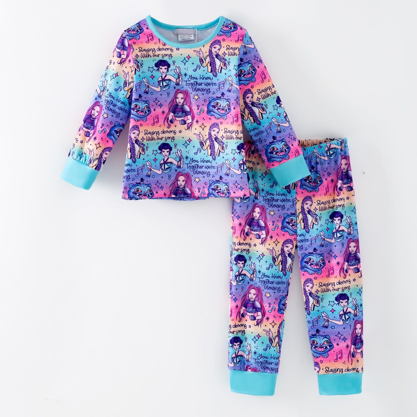 Girls Spring Kpop Demon Hunter Print Soft Pajamas Set