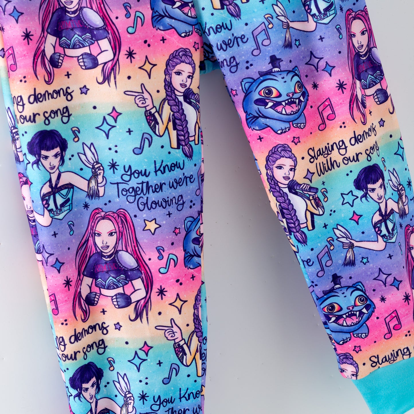 Girls Spring Kpop Demon Hunter Print Soft Pajamas Set