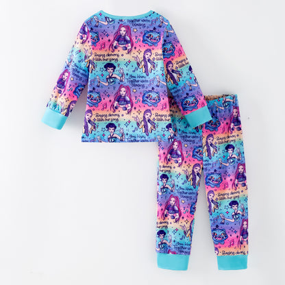 Girls Spring Kpop Demon Hunter Print Soft Pajamas Set