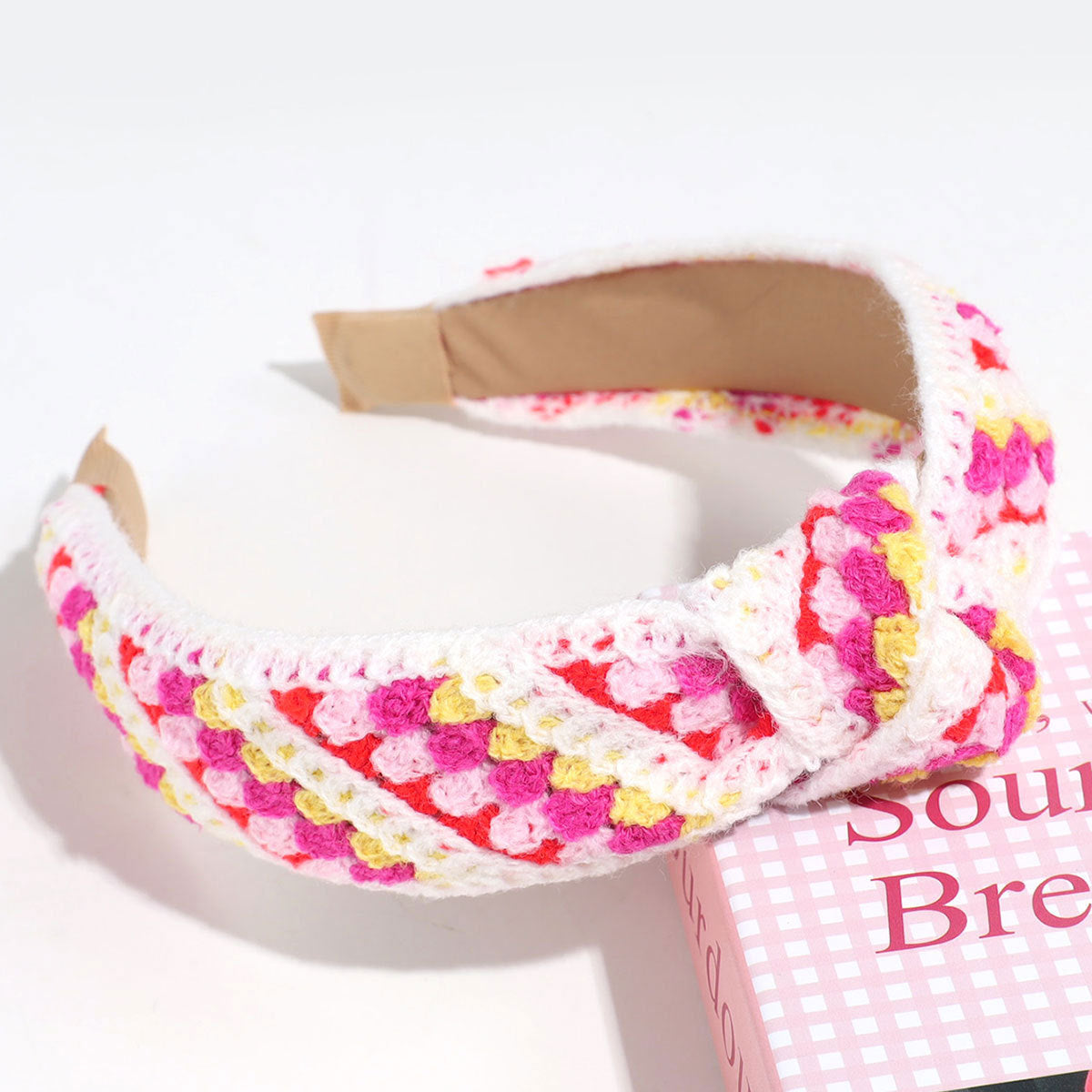 Handmade Crochet Headband Boho Knitted Hair Band for Women & Girls Granny Square Hair Accessory