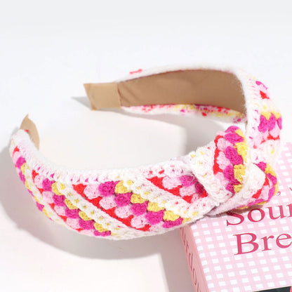 Handmade Crochet Headband Boho Knitted Hair Band for Women & Girls Granny Square Hair Accessory