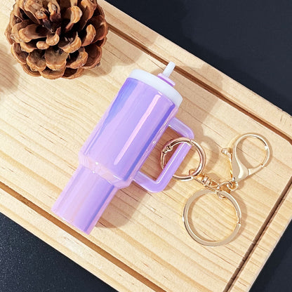 Mini Tumbler Bag Charm Keychain Holographic Rainbow Plastic Cup Charm Accessory