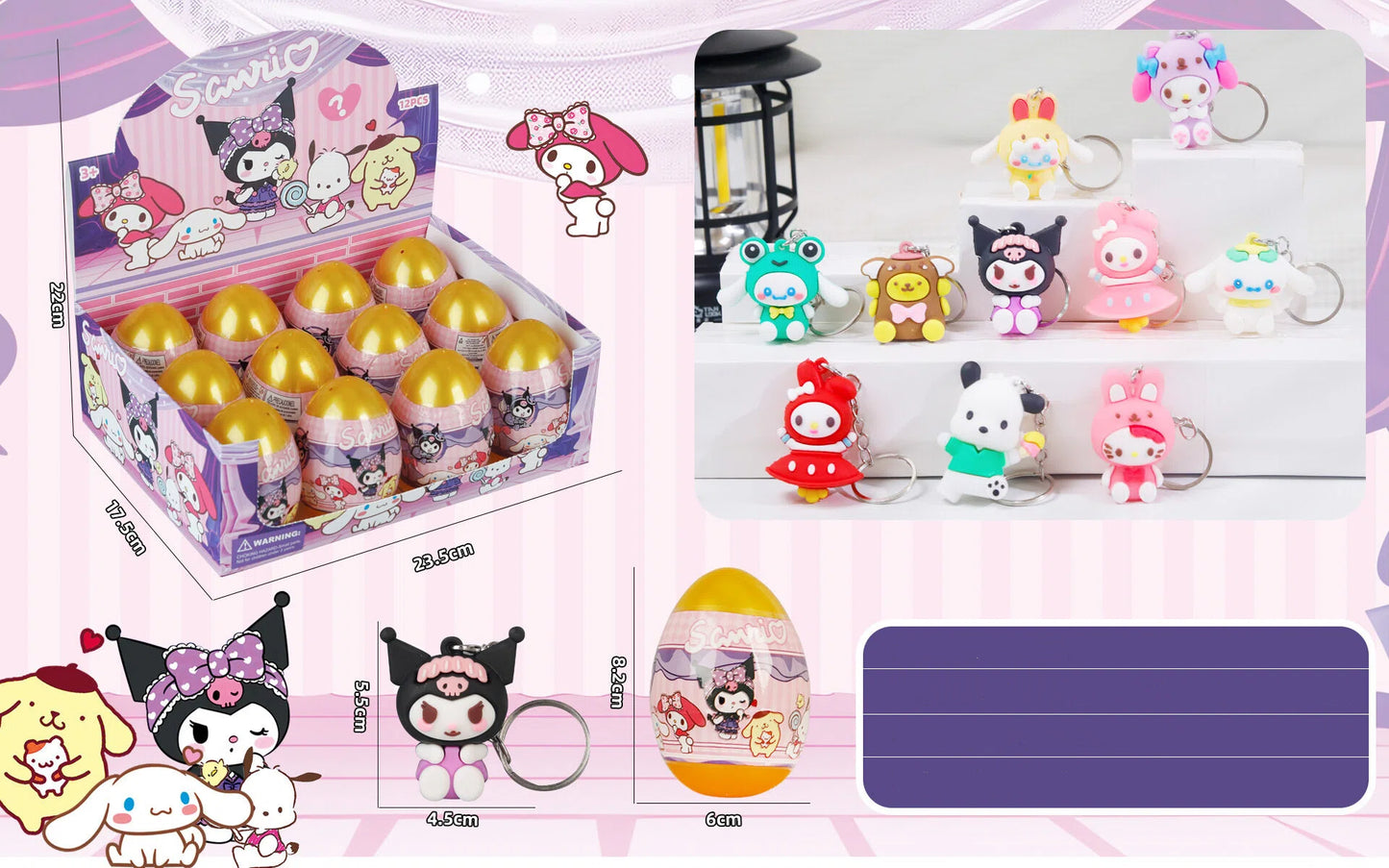 Surprise Egg Silicone Key Chain Blind Box Cute Cartoon Character Pendant