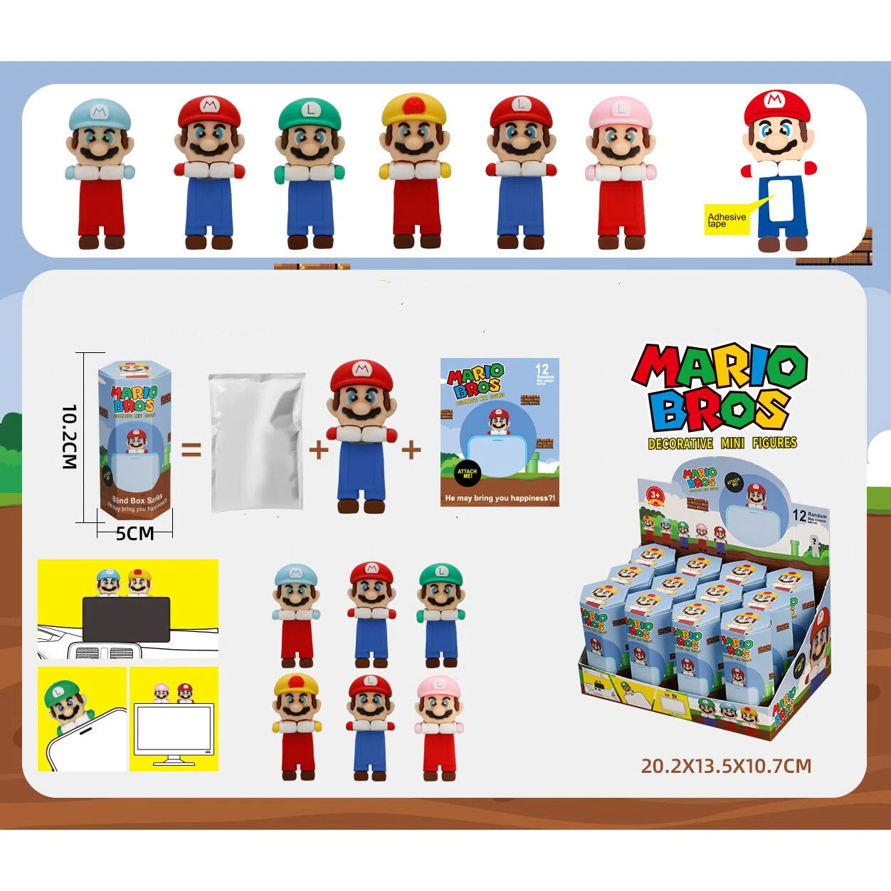 Cartoon Screen Buddy Blind Box Display Figure Set (12pcs/Box)