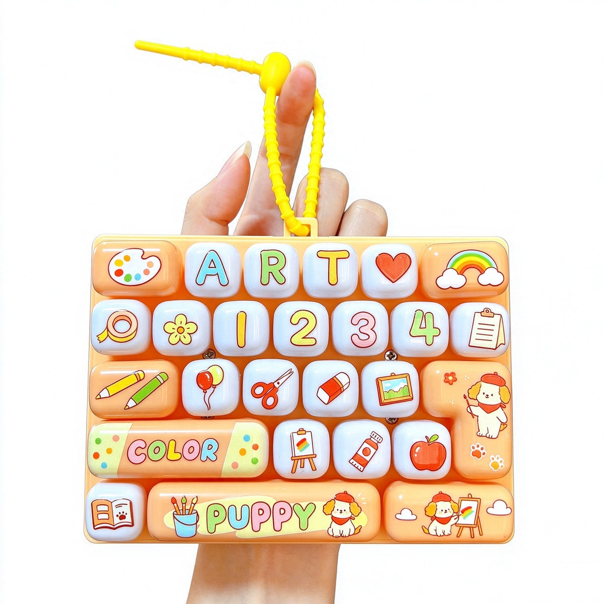 Transparent Dual-Color 26-Key Fidget Keyboard Keychain – Clicky Stress Relief Toy