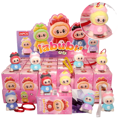 Flocked Cartoon Character Blind Box Collectibles Mini Display Figurines & Hanging Charms Assorted Styles
