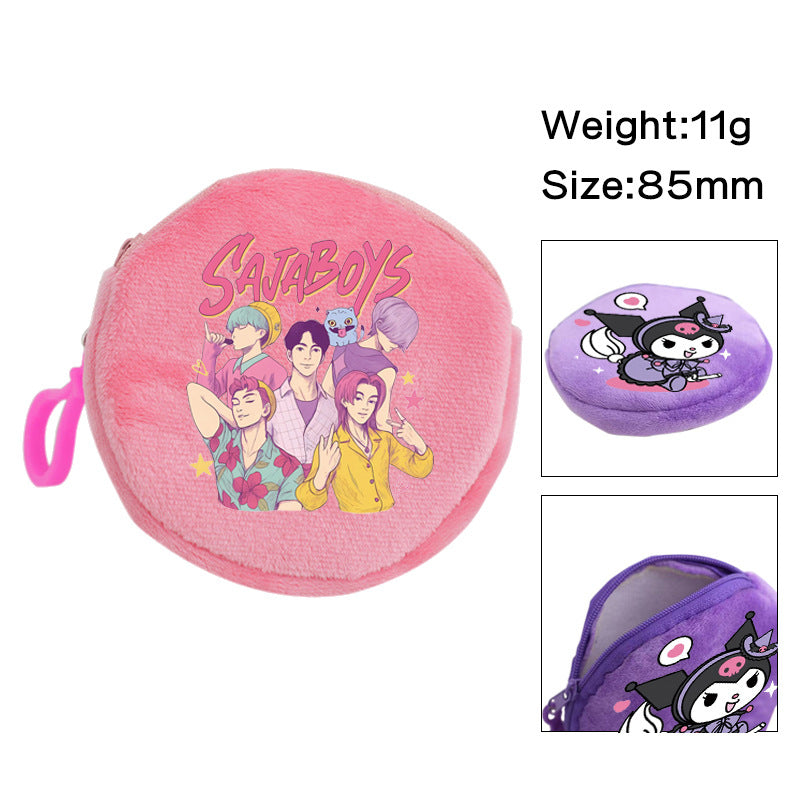 Plush K-pop Demon Hunters Mini Coin Purse & Earphone Case Bag Charm Keychain