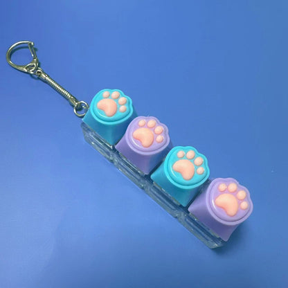 Kawaii Paw Print Keycap Bag Charm Keychain – Cute Mini Keyboard Keychain for Gifts