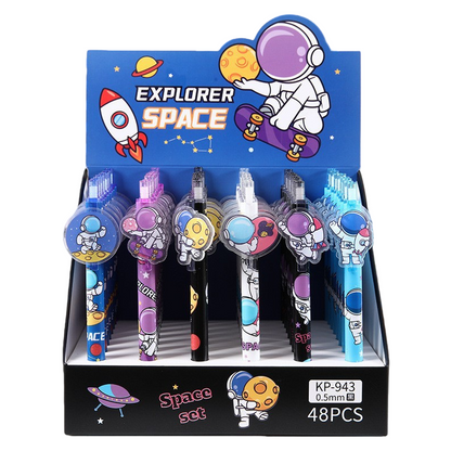 Cartoon Insert Click Gel Pens – Assorted Themes, Smooth Writing | Box of 48