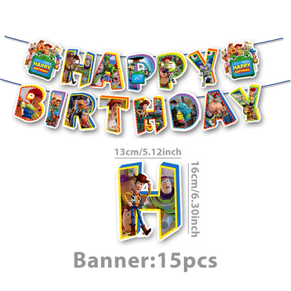 Cartoon Woody Buzz Series Birthday Party Supplies Themed Tableware and Decorations