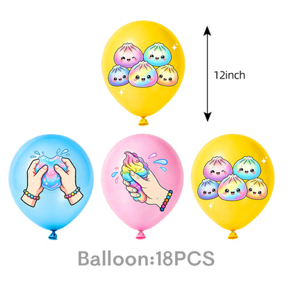 Kawaii Squishy Toy Themed Birthday Party Supplies – Cute Cartoon Paper Plates, Cups, Napkins, Tablecloth & Decorations