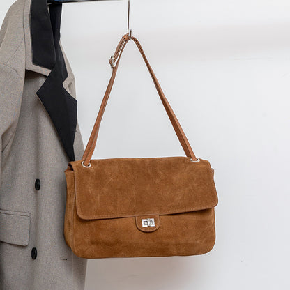 Slouchy Flap Shoulder Bag in Leather or Suede