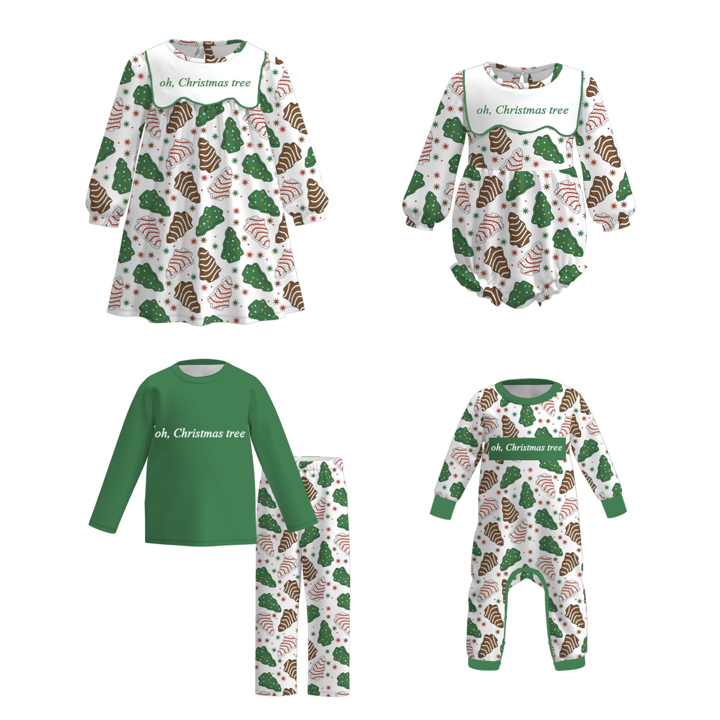 Kids Christmas "Oh Christmas Tree" Embroidered Outfits Collection