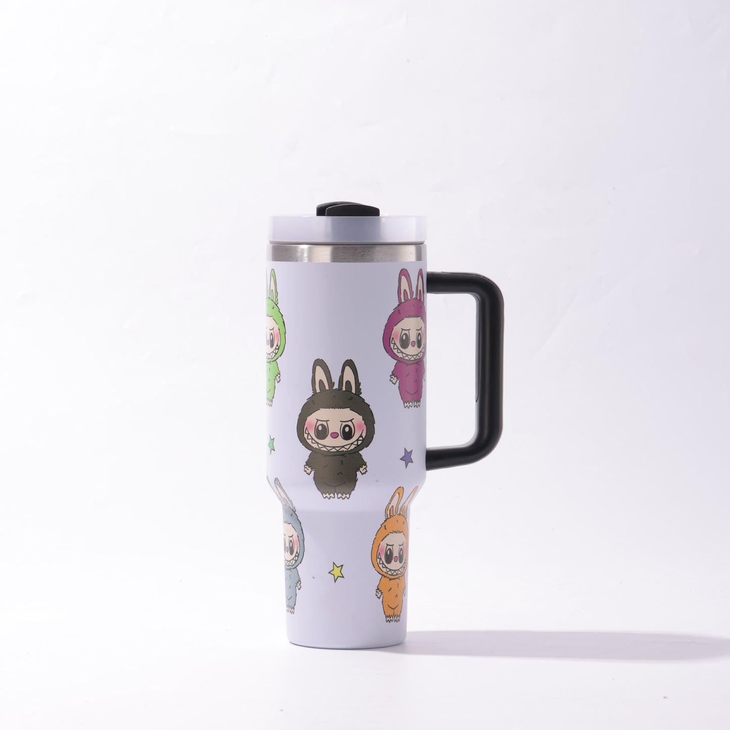 Labubu 40oz Insulated Tumbler with Handle and Straw Car Travel Mug Hot & Cold Stainless Steel Cup