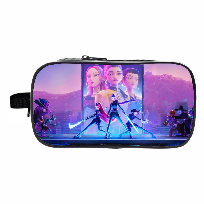 K-Pop Demon Hunters Pencil Case Large Capacity Double-Layer Student Pen Bag Trendy Stationery Organizer