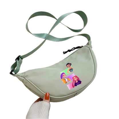 K-Pop Demon Hunters Saja Boys Print Shoulder Bag Crossbody Messenger Half-Moon Bag