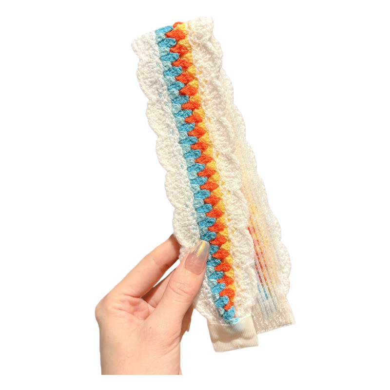 Knit Floral Cottagecore Headband for Girls Strawberry Sunflower Pattern Hair Accessory