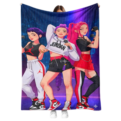 New K-pop Demon Hunters Plush Throw Blanket Flannel Nap Blanket for Sofa or Bed