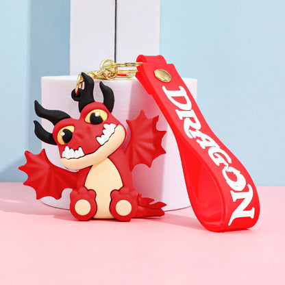 Cartoon Black Dragon PVC Keychain Flying Dragon Bag Charm Soft Rubber Pendant