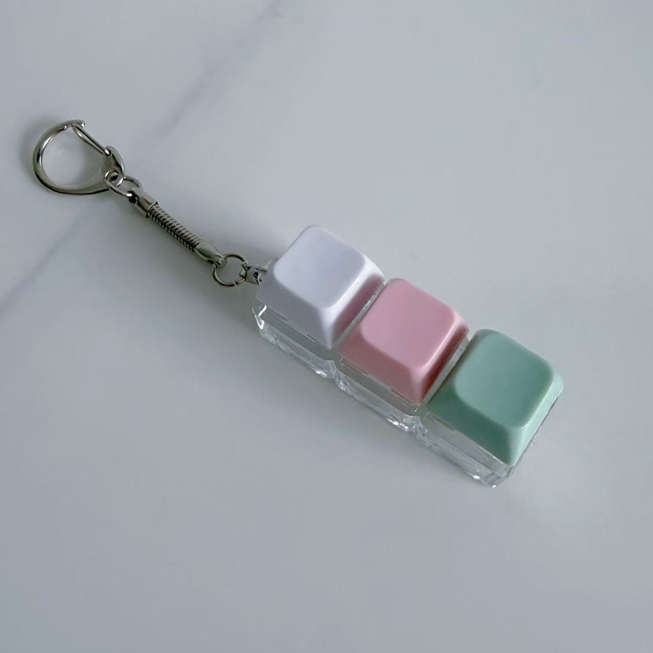 Pastel Colors Finger Press Button Cube Squishy Keyboard Keychain Stress Relief Toy