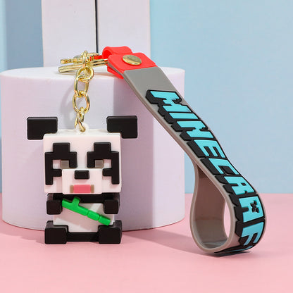 Pixel Block Style PVC Silicone Keychain Cartoon Figure Key Ring & Bag Charm
