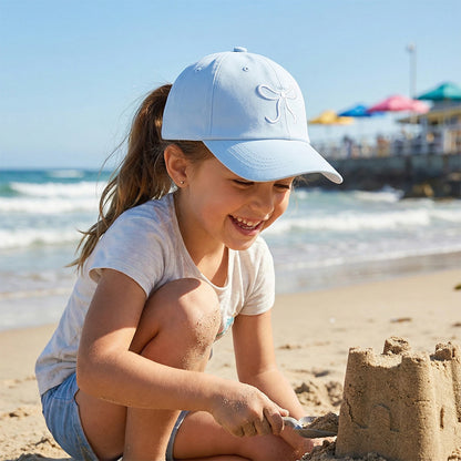 Girls Summer Bow Embroidered Outdoor Solid Baseball Cap
