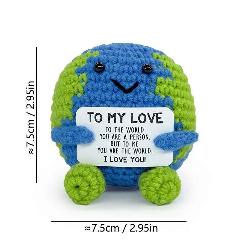 Cute Crochet Figurines with Message Cards – Desk Decor & Gifts