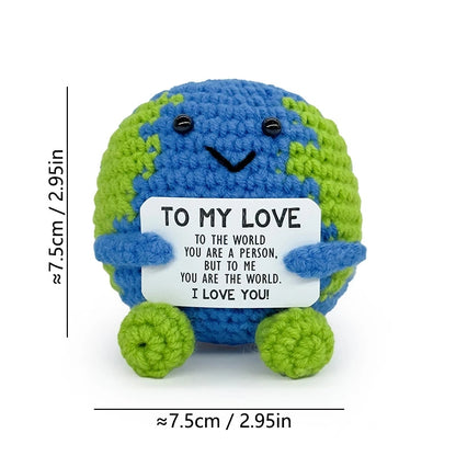 Cute Crochet Figurines with Message Cards – Desk Decor & Gifts