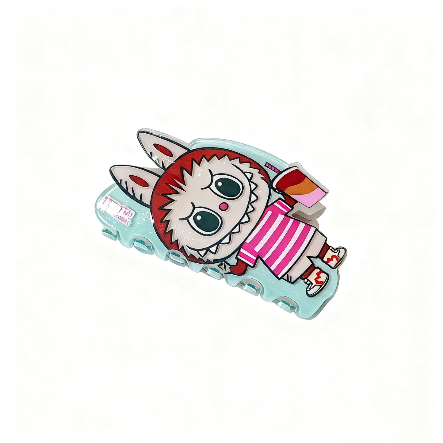 Colorful Dopamine Labubu Cartoon Hair Claw – Cute Printed Kids Hair Clip, Back Bun Shark Clip