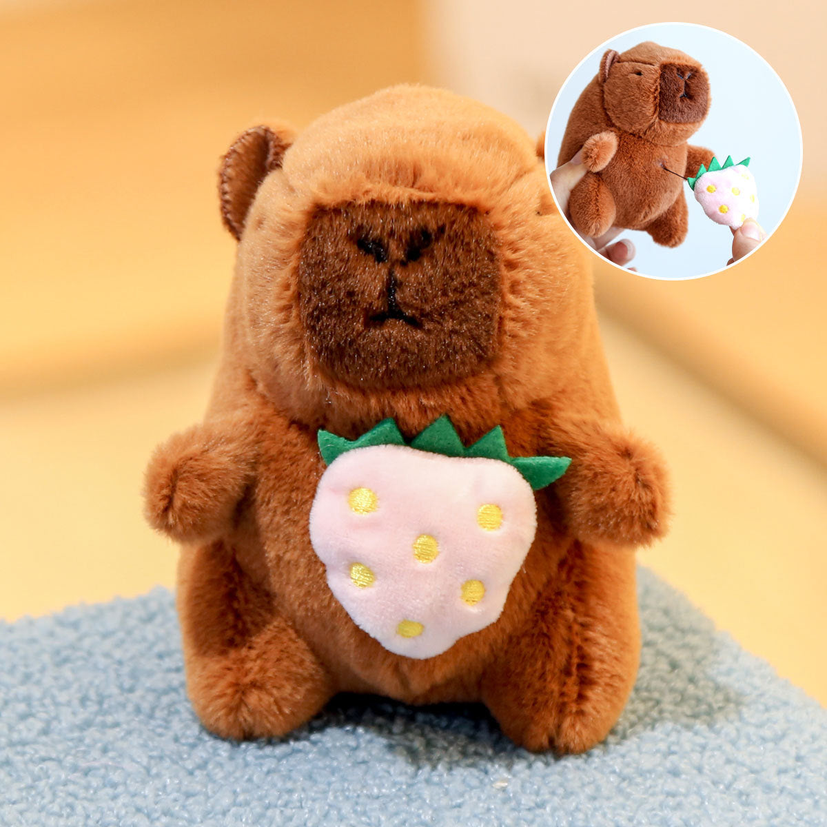 Interactive Capybara Plush Keychain – Pull-String Wiggling Bag Charm