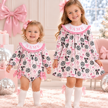 Happy New Year Kids Custom Name Bow Embroidery Smock Outfits